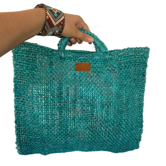 Bolso de Ixtle 35 x 34 cm azul